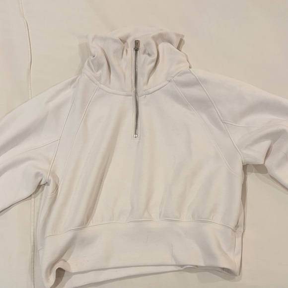 YPB Tops - Cropped White Half-Zip Funnel Neck Women’s Top